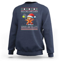 Funny Tennis Ugly Christmas Gingerbread Player Gift Sweatshirt Deck The Courts With Serves And Volleys - Wonder Print Shop