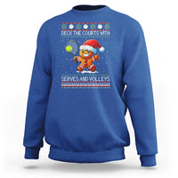 Funny Tennis Ugly Christmas Gingerbread Player Gift Sweatshirt Deck The Courts With Serves And Volleys - Wonder Print Shop