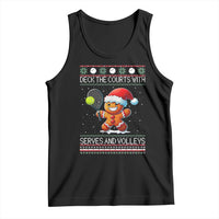 Funny Tennis Ugly Christmas Gingerbread Player Gift Tank Top Deck The Courts With Serves And Volleys - Wonder Print Shop