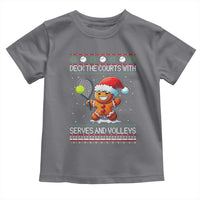 Funny Tennis Ugly Christmas Gingerbread Player Gift Toddler T Shirt Deck The Courts With Serves And Volleys - Wonder Print Shop