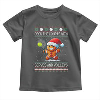 Funny Tennis Ugly Christmas Gingerbread Player Gift Toddler T Shirt Deck The Courts With Serves And Volleys - Wonder Print Shop