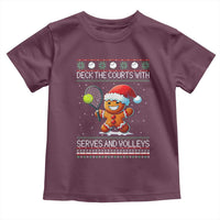 Funny Tennis Ugly Christmas Gingerbread Player Gift Toddler T Shirt Deck The Courts With Serves And Volleys - Wonder Print Shop