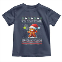 Funny Tennis Ugly Christmas Gingerbread Player Gift Toddler T Shirt Deck The Courts With Serves And Volleys - Wonder Print Shop