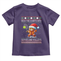 Funny Tennis Ugly Christmas Gingerbread Player Gift Toddler T Shirt Deck The Courts With Serves And Volleys - Wonder Print Shop