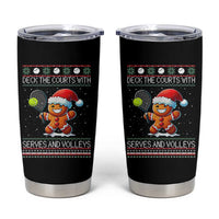 Funny Tennis Ugly Christmas Gingerbread Player Gift Tumbler Cup Deck The Courts With Serves And Volleys - Wonder Print Shop