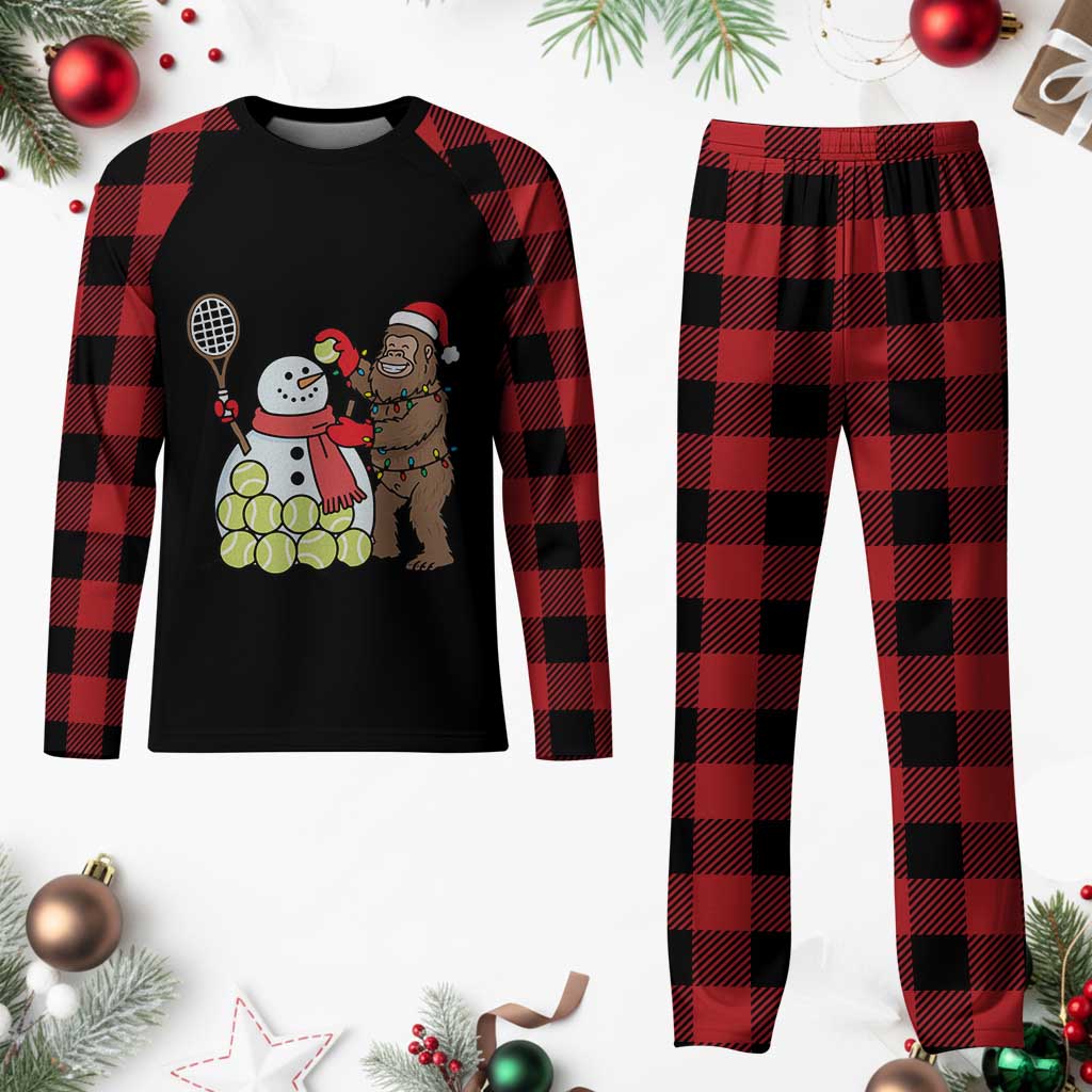 Funny Squatch Christmas Tennis Gift Plaid Pajama Set Bigfoot Player Enthusiast - Wonder Print Shop
