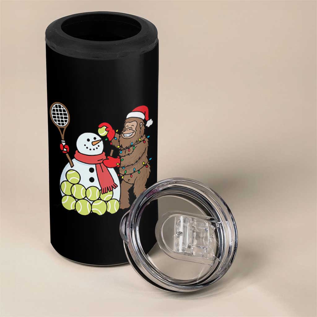 Funny Squatch Christmas Tennis Gift 4 in 1 Can Cooler Tumbler Bigfoot Player Enthusiast - Wonder Print Shop