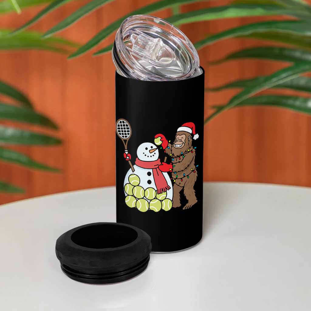 Funny Squatch Christmas Tennis Gift 4 in 1 Can Cooler Tumbler Bigfoot Player Enthusiast - Wonder Print Shop