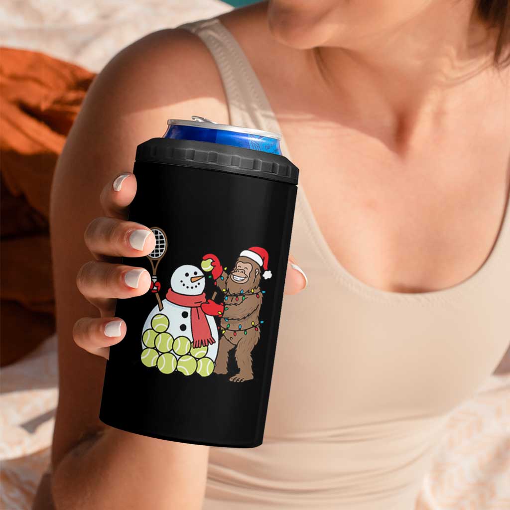 Funny Squatch Christmas Tennis Gift 4 in 1 Can Cooler Tumbler Bigfoot Player Enthusiast - Wonder Print Shop