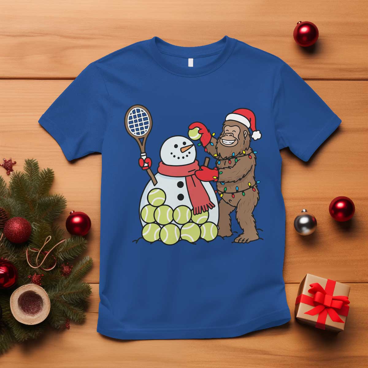 Funny Squatch Christmas Tennis Gift T Shirt Bigfoot Player Enthusiast - Wonder Print Shop
