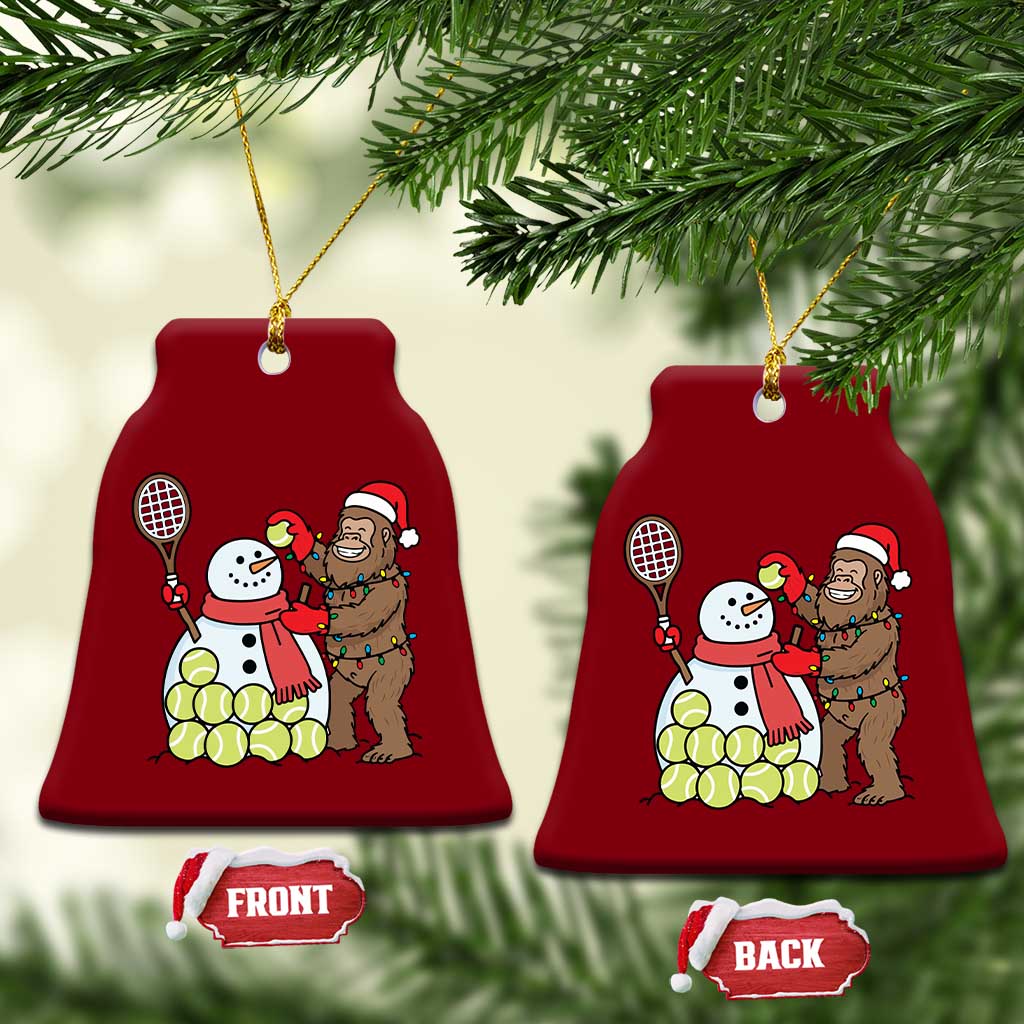 Funny Squatch Christmas Tennis Gift Ceramic Ornament Bigfoot Player Enthusiast - Wonder Print Shop