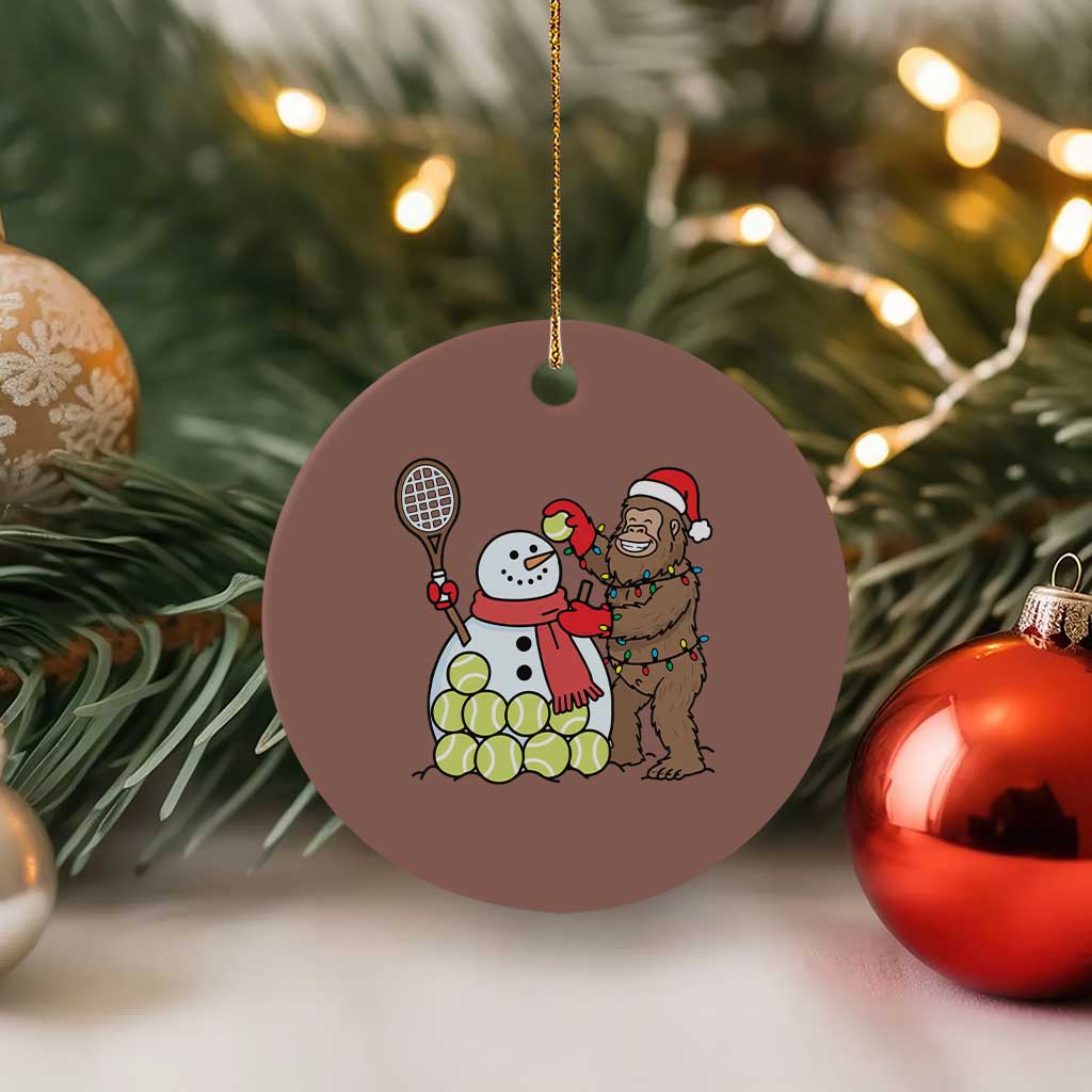 Funny Squatch Christmas Tennis Gift Ceramic Ornament Bigfoot Player Enthusiast - Wonder Print Shop