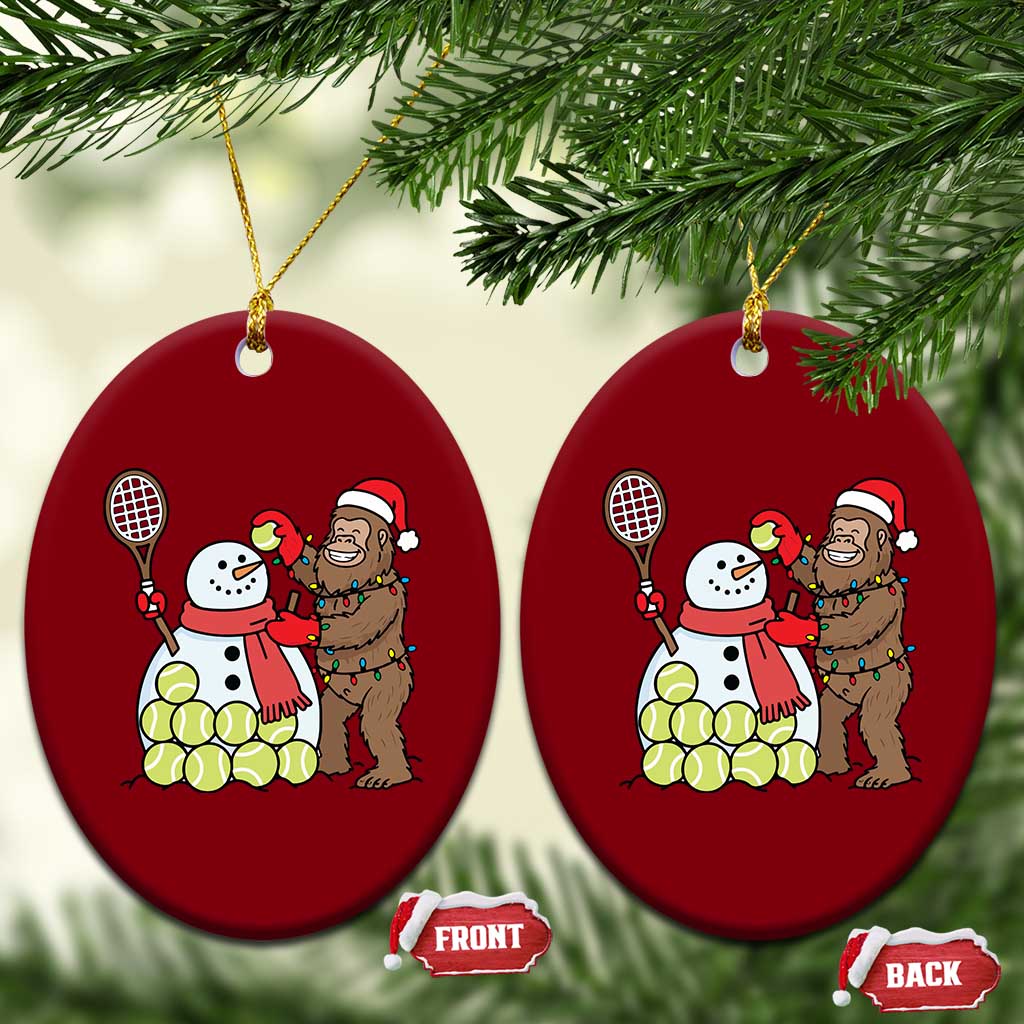 Funny Squatch Christmas Tennis Gift Ceramic Ornament Bigfoot Player Enthusiast - Wonder Print Shop