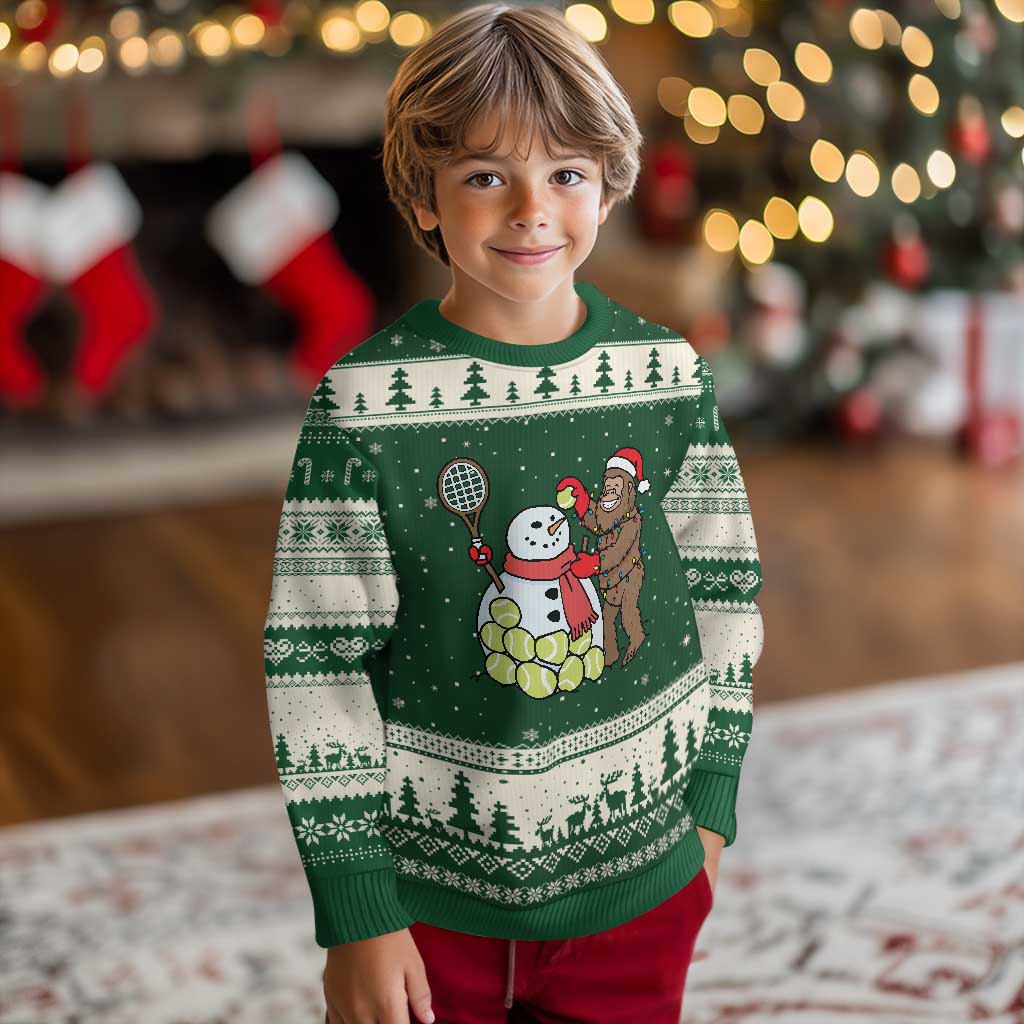 Funny Squatch Christmas Tennis Gift Ugly Christmas Sweater Bigfoot Player Enthusiast - Wonder Print Shop