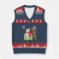 Funny Squatch Christmas Tennis Gift V-Neck Knit Sweater Vest Bigfoot Player Enthusiast - Wonder Print Shop