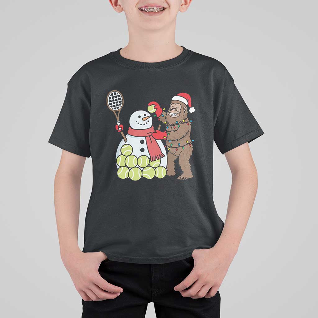 Funny Squatch Christmas Tennis Gift T Shirt For Kid Bigfoot Player Enthusiast - Wonder Print Shop