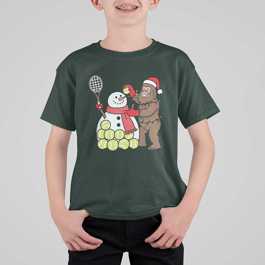 Funny Squatch Christmas Tennis Gift T Shirt For Kid Bigfoot Player Enthusiast - Wonder Print Shop