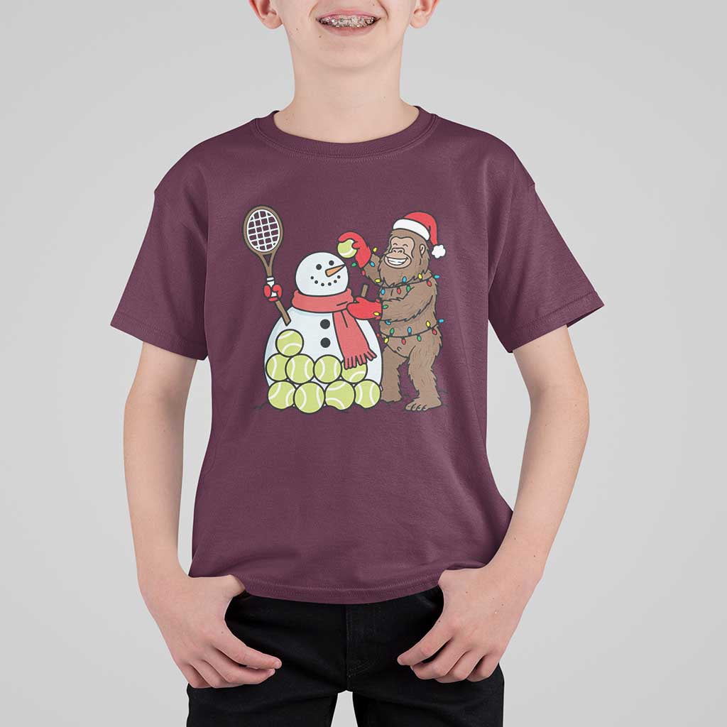 Funny Squatch Christmas Tennis Gift T Shirt For Kid Bigfoot Player Enthusiast - Wonder Print Shop
