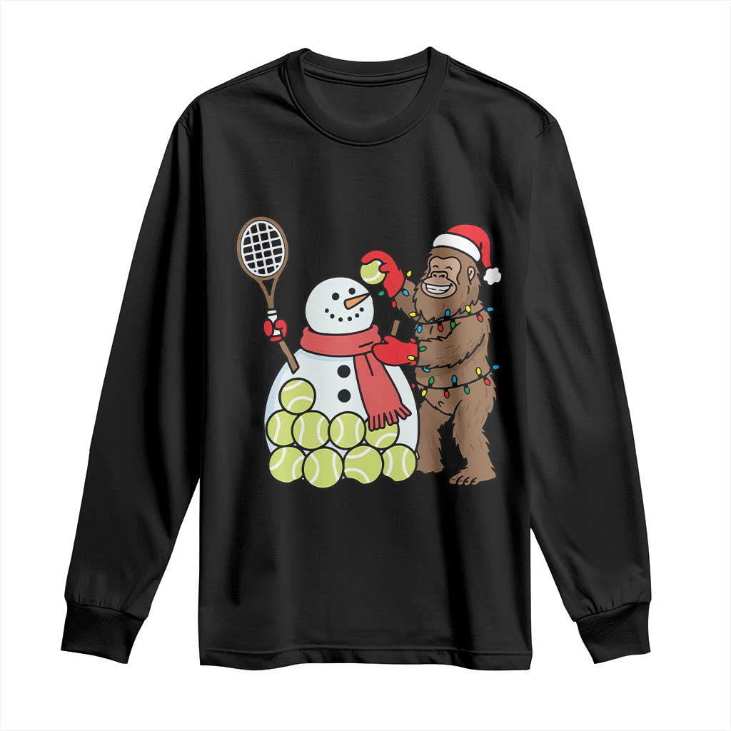 Funny Squatch Christmas Tennis Gift Long Sleeve Shirt Bigfoot Player Enthusiast - Wonder Print Shop