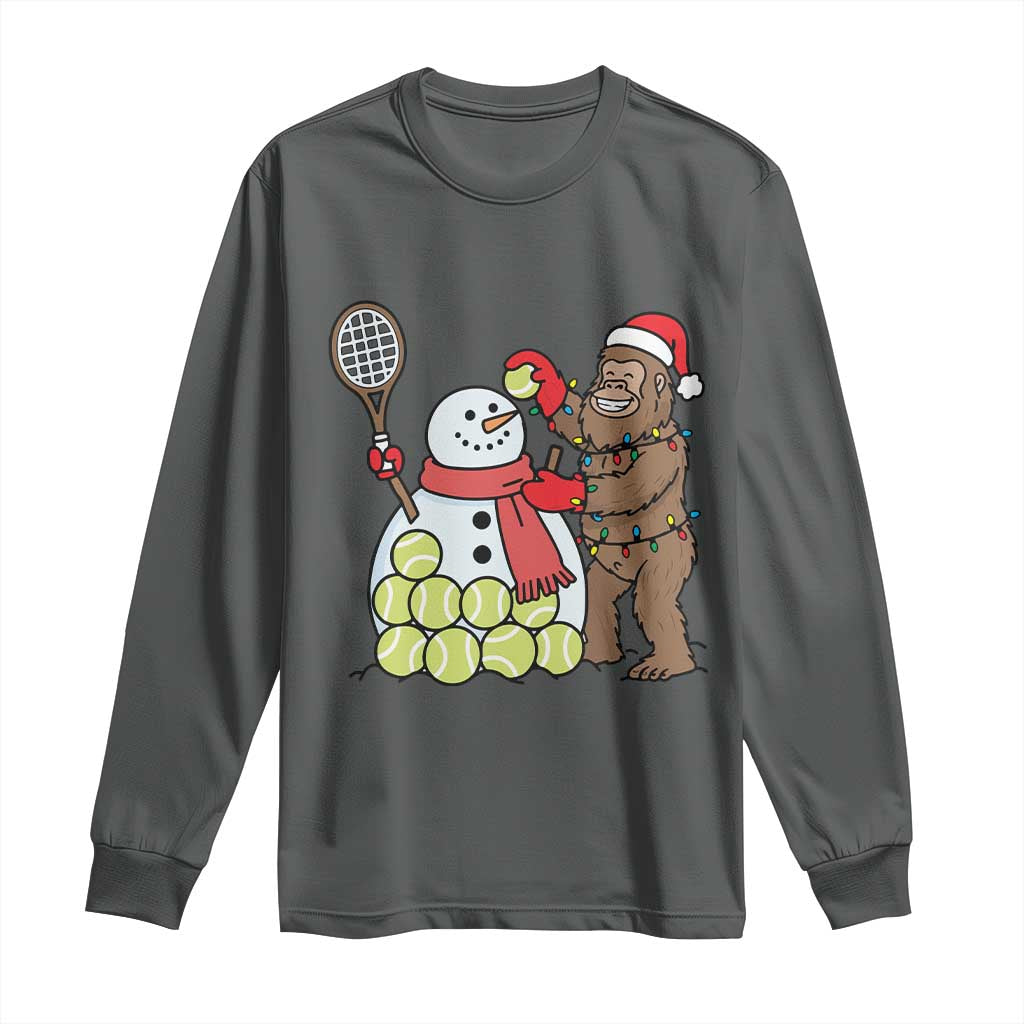 Funny Squatch Christmas Tennis Gift Long Sleeve Shirt Bigfoot Player Enthusiast - Wonder Print Shop