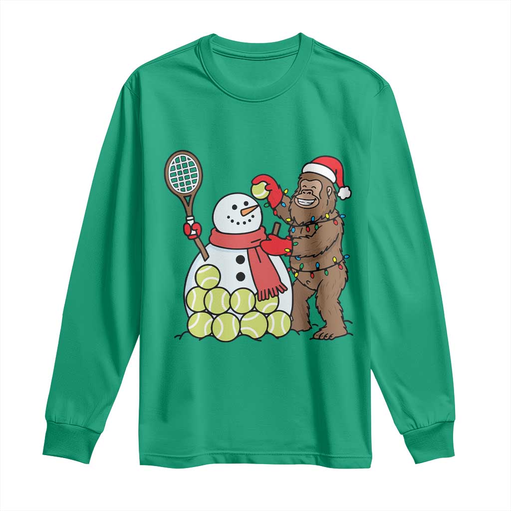 Funny Squatch Christmas Tennis Gift Long Sleeve Shirt Bigfoot Player Enthusiast - Wonder Print Shop