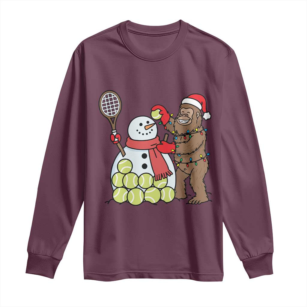 Funny Squatch Christmas Tennis Gift Long Sleeve Shirt Bigfoot Player Enthusiast - Wonder Print Shop