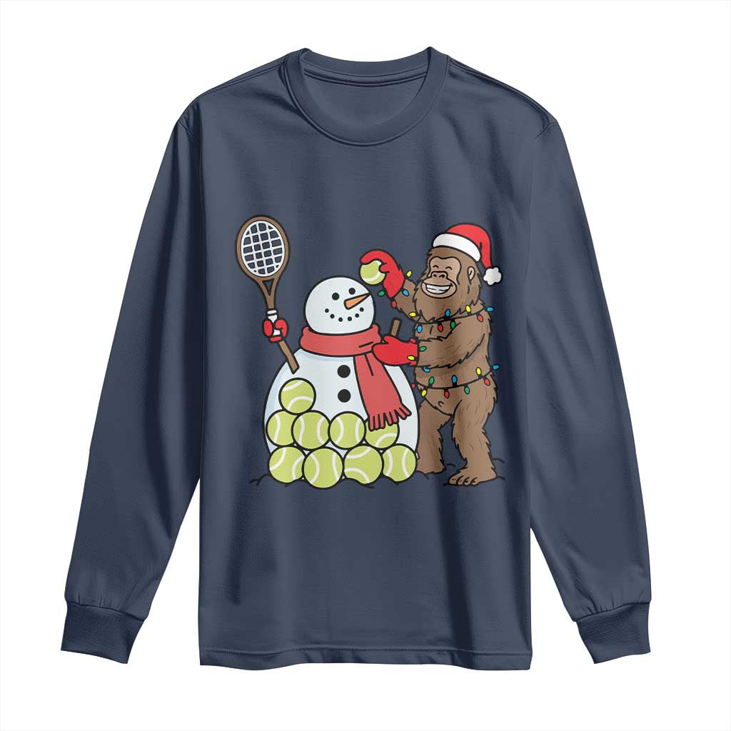Funny Squatch Christmas Tennis Gift Long Sleeve Shirt Bigfoot Player Enthusiast - Wonder Print Shop
