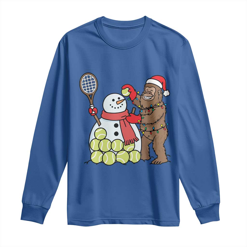 Funny Squatch Christmas Tennis Gift Long Sleeve Shirt Bigfoot Player Enthusiast - Wonder Print Shop