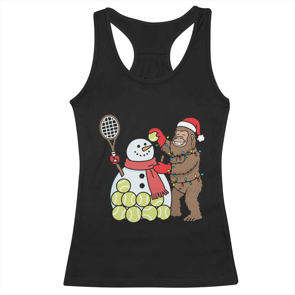 Funny Squatch Christmas Tennis Gift Racerback Tank Top Bigfoot Player Enthusiast - Wonder Print Shop