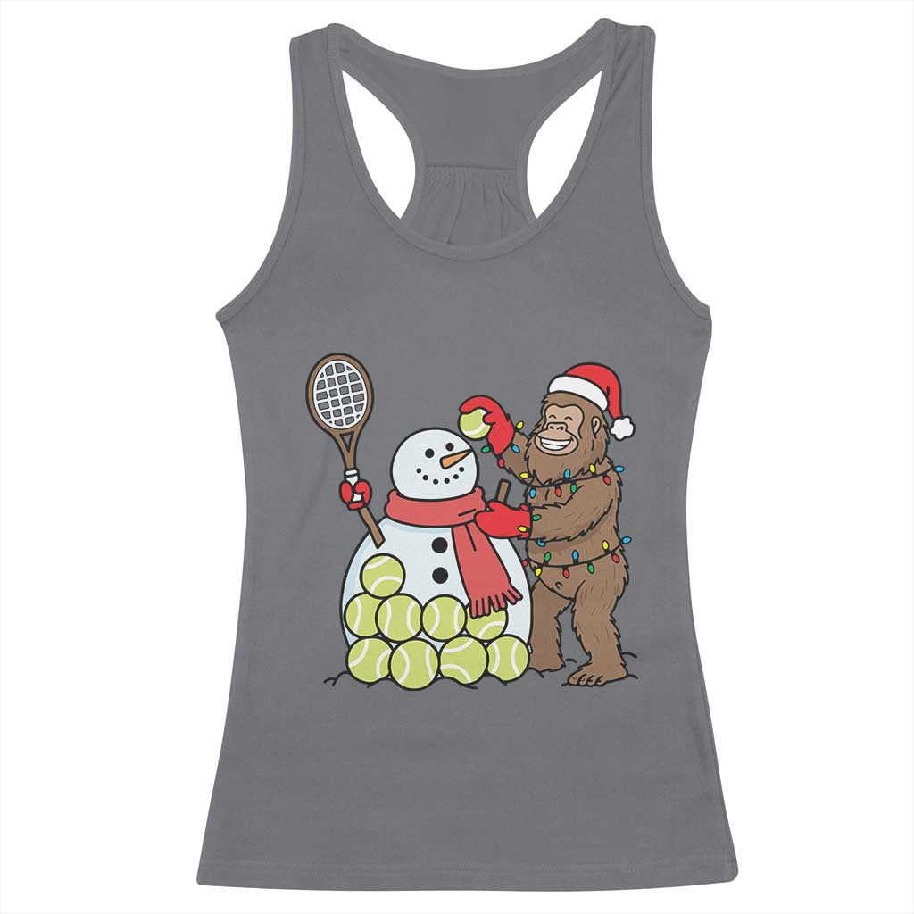 Funny Squatch Christmas Tennis Gift Racerback Tank Top Bigfoot Player Enthusiast - Wonder Print Shop