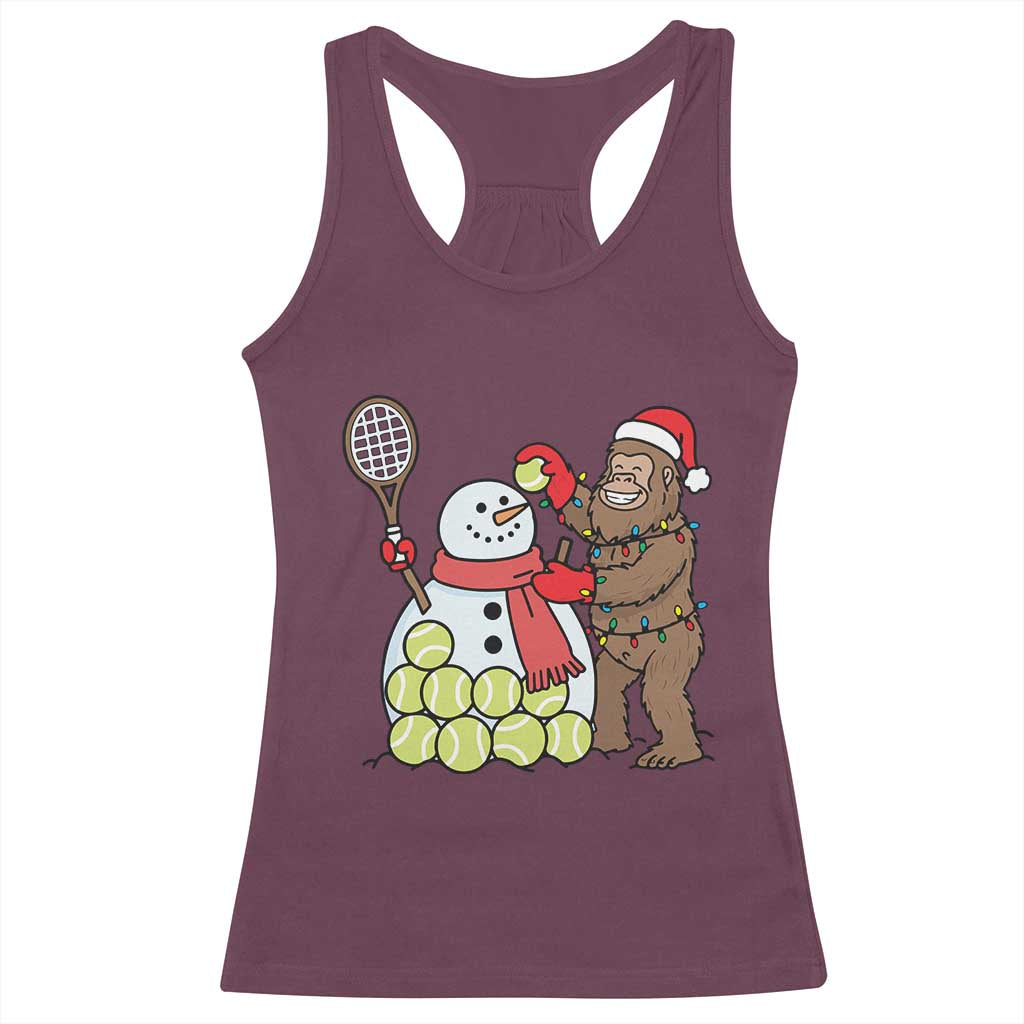 Funny Squatch Christmas Tennis Gift Racerback Tank Top Bigfoot Player Enthusiast - Wonder Print Shop