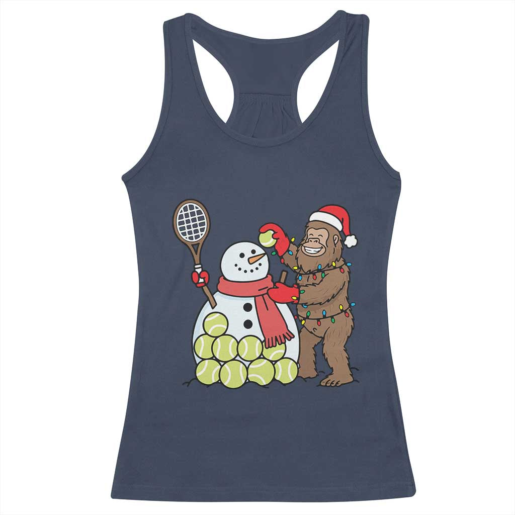 Funny Squatch Christmas Tennis Gift Racerback Tank Top Bigfoot Player Enthusiast - Wonder Print Shop