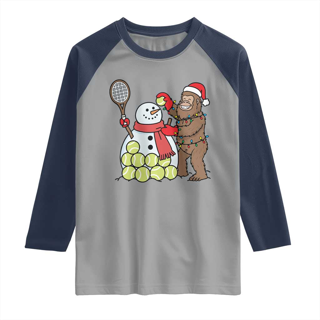 Funny Squatch Christmas Tennis Gift Raglan Shirt Bigfoot Player Enthusiast - Wonder Print Shop