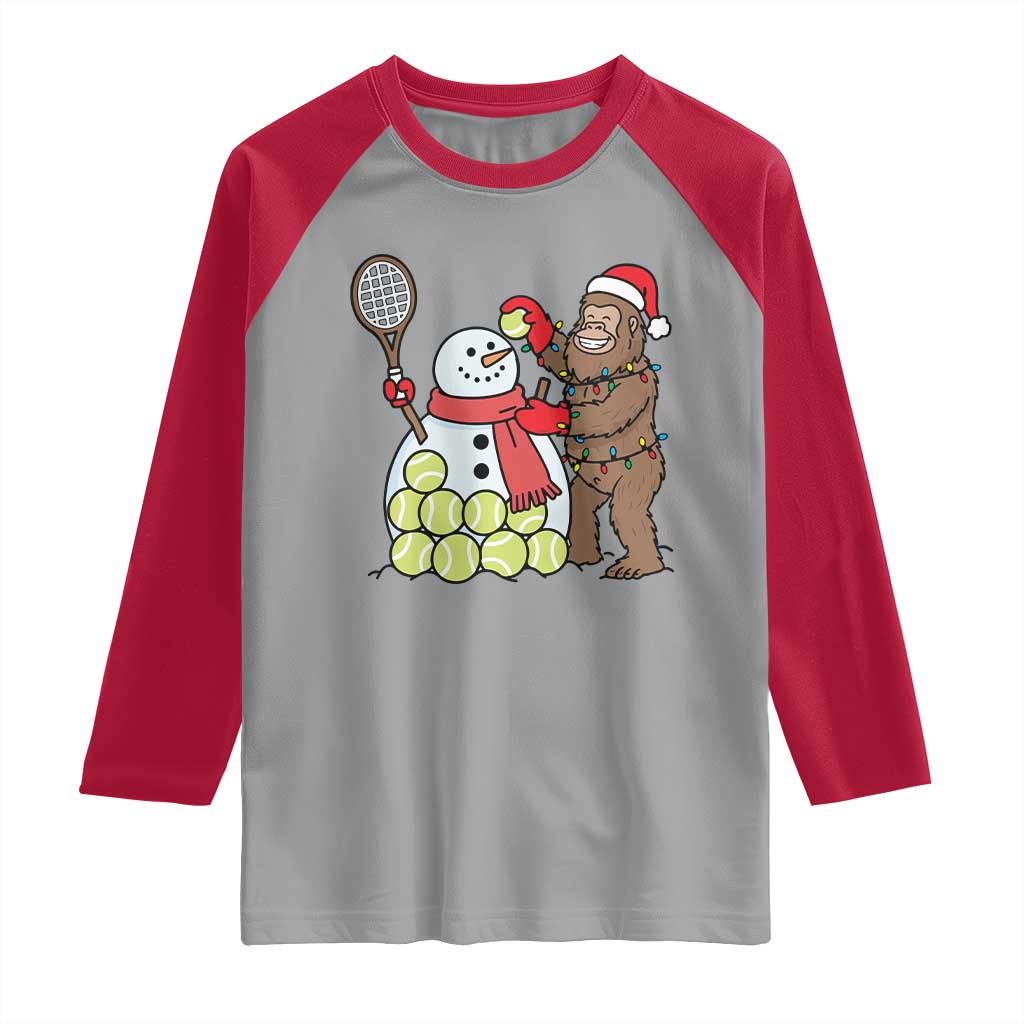 Funny Squatch Christmas Tennis Gift Raglan Shirt Bigfoot Player Enthusiast - Wonder Print Shop