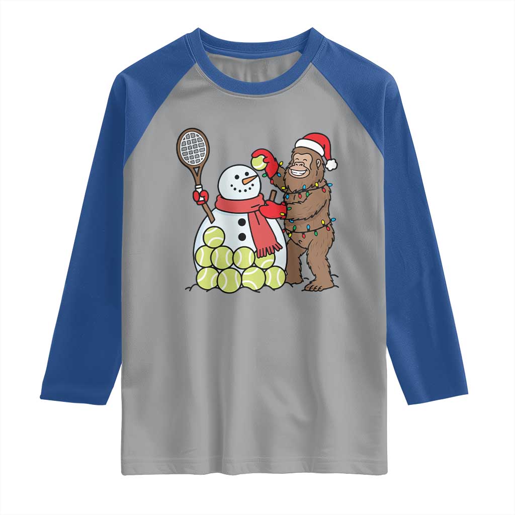 Funny Squatch Christmas Tennis Gift Raglan Shirt Bigfoot Player Enthusiast - Wonder Print Shop