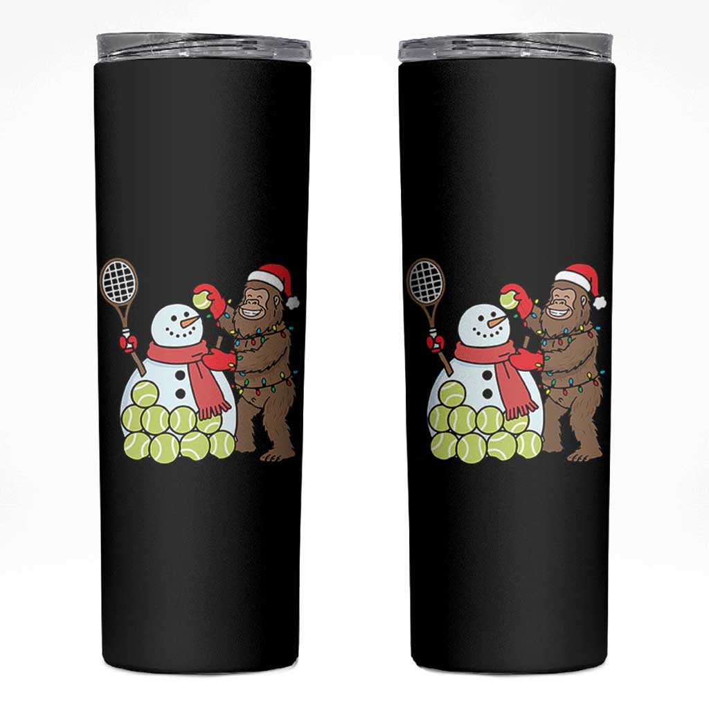 Funny Squatch Christmas Tennis Gift Skinny Tumbler Bigfoot Player Enthusiast - Wonder Print Shop