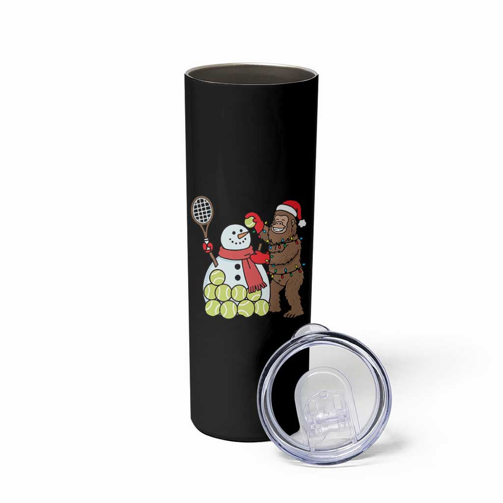 Funny Squatch Christmas Tennis Gift Skinny Tumbler Bigfoot Player Enthusiast - Wonder Print Shop