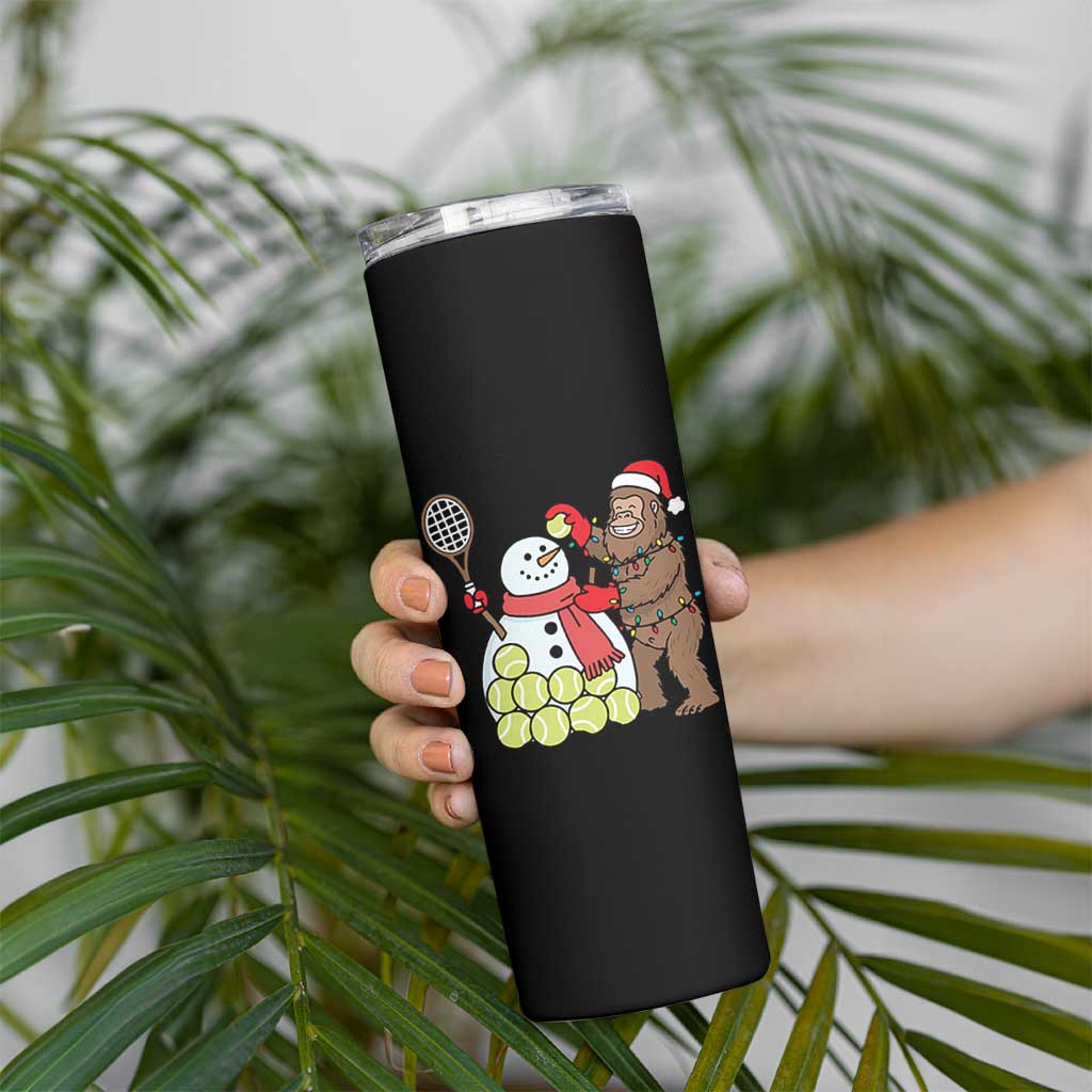Funny Squatch Christmas Tennis Gift Skinny Tumbler Bigfoot Player Enthusiast - Wonder Print Shop