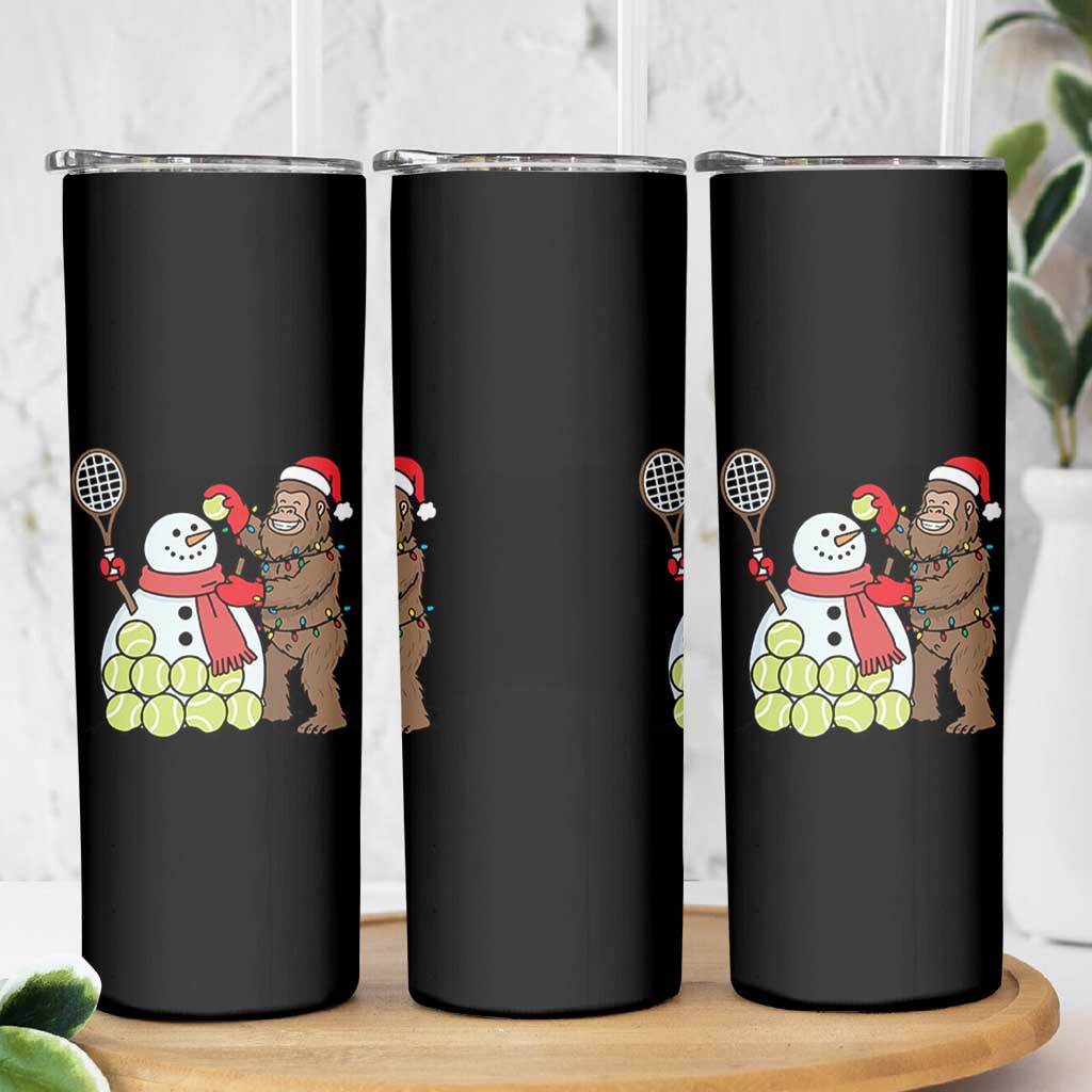 Funny Squatch Christmas Tennis Gift Skinny Tumbler Bigfoot Player Enthusiast - Wonder Print Shop
