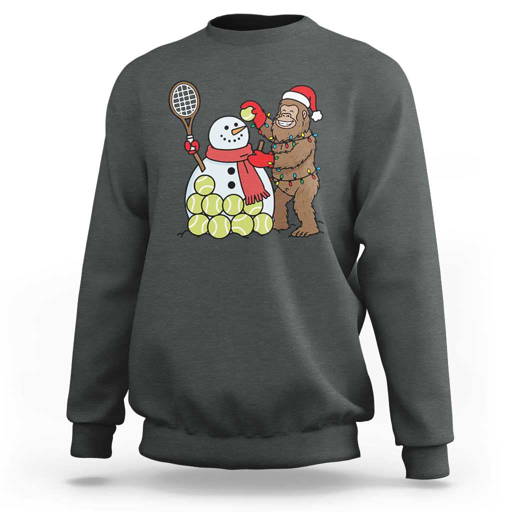 Funny Squatch Christmas Tennis Gift Sweatshirt Bigfoot Player Enthusiast - Wonder Print Shop