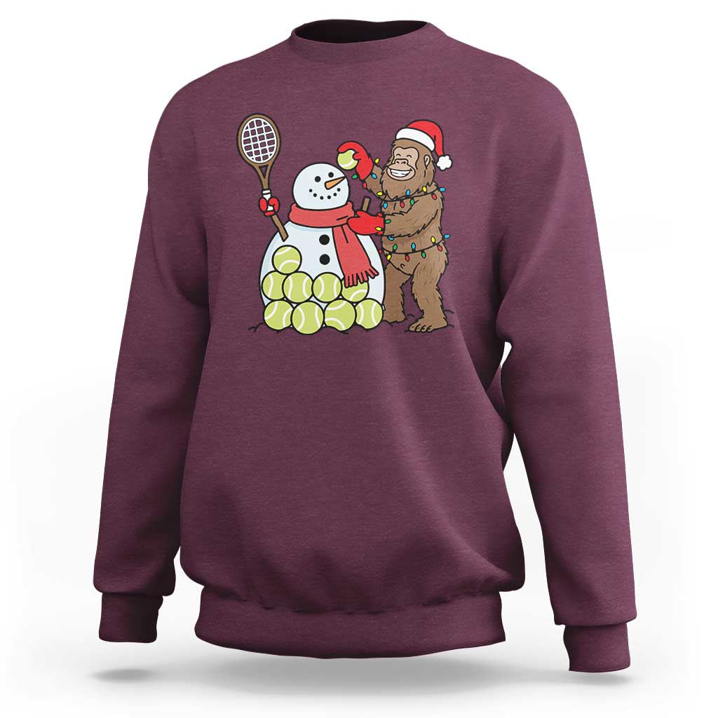 Funny Squatch Christmas Tennis Gift Sweatshirt Bigfoot Player Enthusiast - Wonder Print Shop