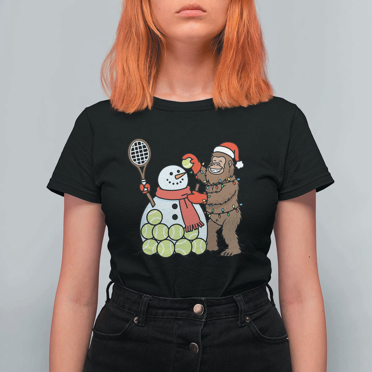 Funny Squatch Christmas Tennis Gift T Shirt For Women Bigfoot Player Enthusiast - Wonder Print Shop