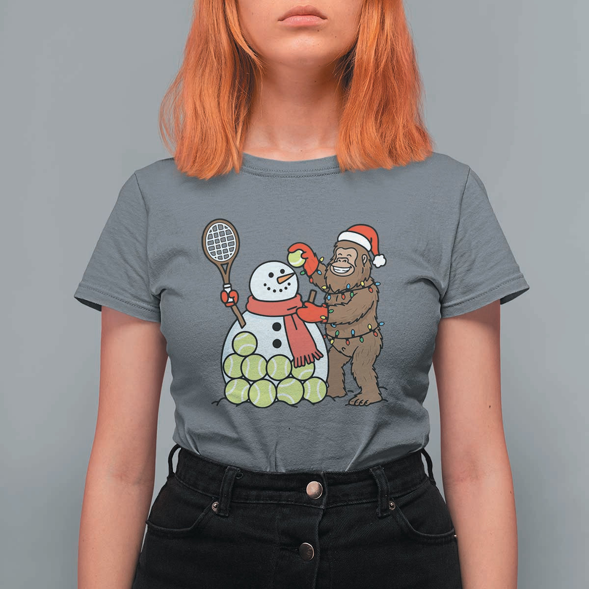 Funny Squatch Christmas Tennis Gift T Shirt For Women Bigfoot Player Enthusiast - Wonder Print Shop
