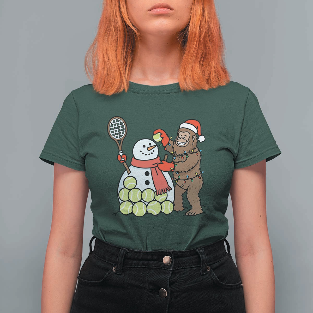 Funny Squatch Christmas Tennis Gift T Shirt For Women Bigfoot Player Enthusiast - Wonder Print Shop