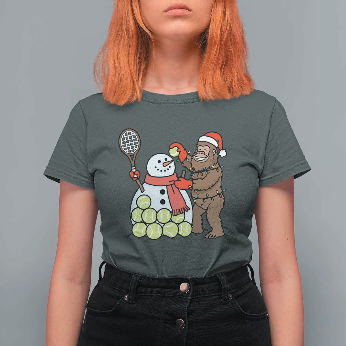 Funny Squatch Christmas Tennis Gift T Shirt For Women Bigfoot Player Enthusiast - Wonder Print Shop