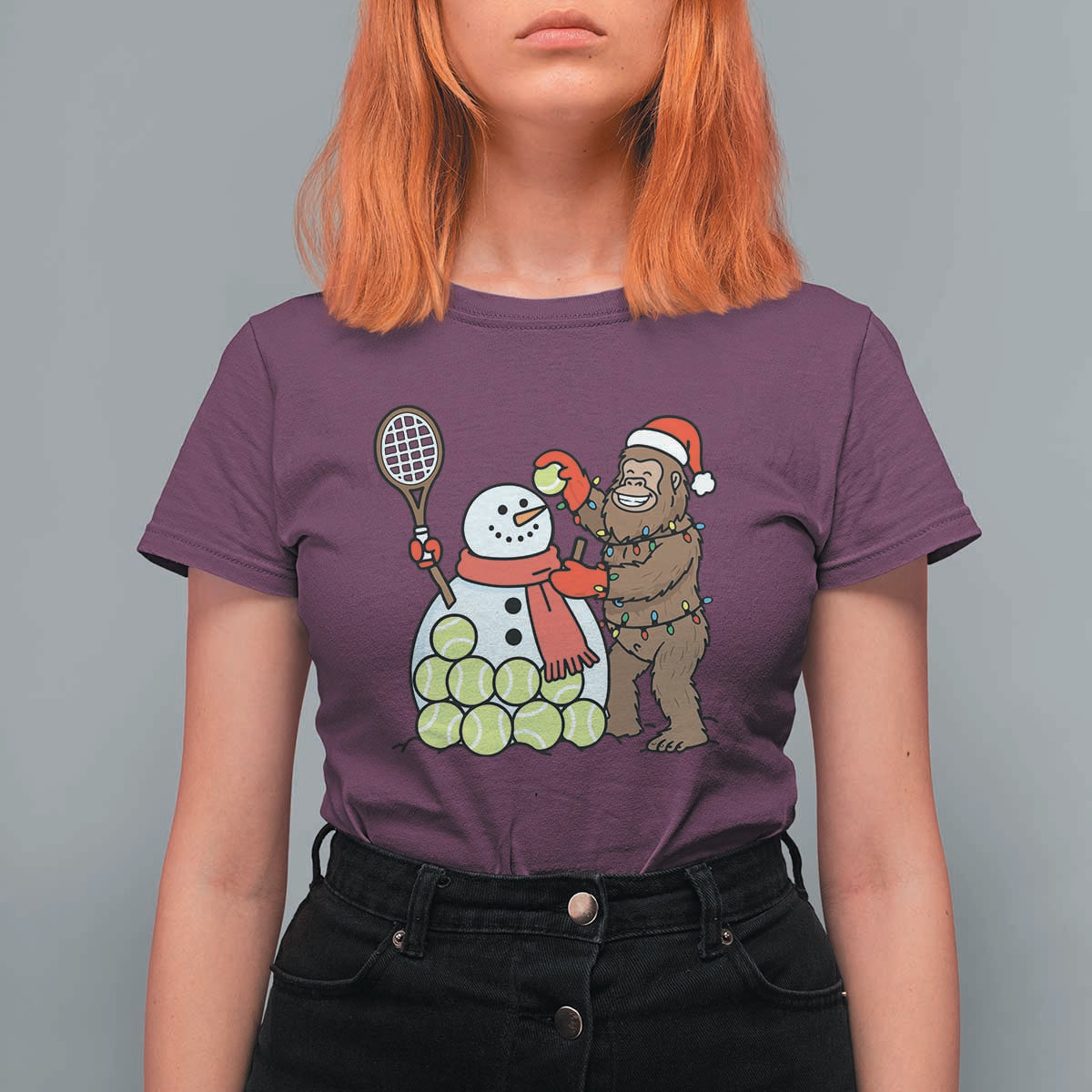 Funny Squatch Christmas Tennis Gift T Shirt For Women Bigfoot Player Enthusiast - Wonder Print Shop