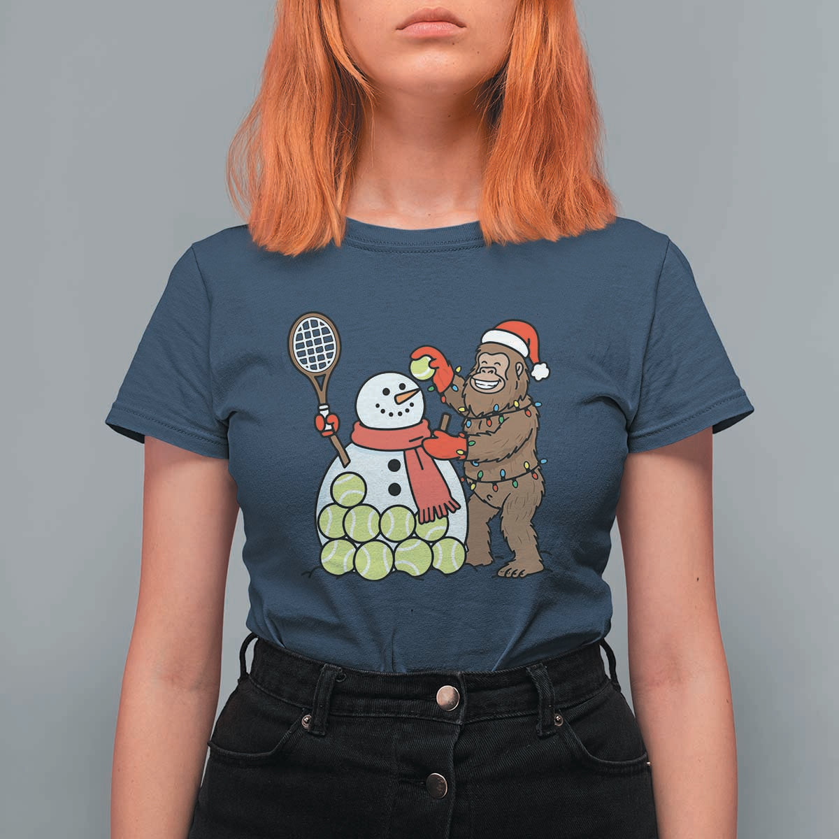 Funny Squatch Christmas Tennis Gift T Shirt For Women Bigfoot Player Enthusiast - Wonder Print Shop