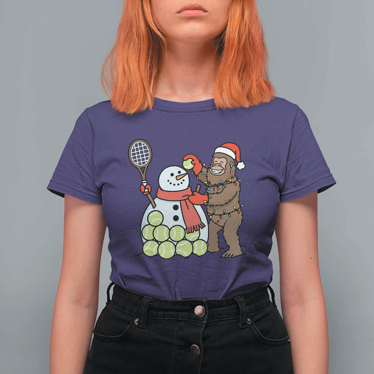 Funny Squatch Christmas Tennis Gift T Shirt For Women Bigfoot Player Enthusiast - Wonder Print Shop