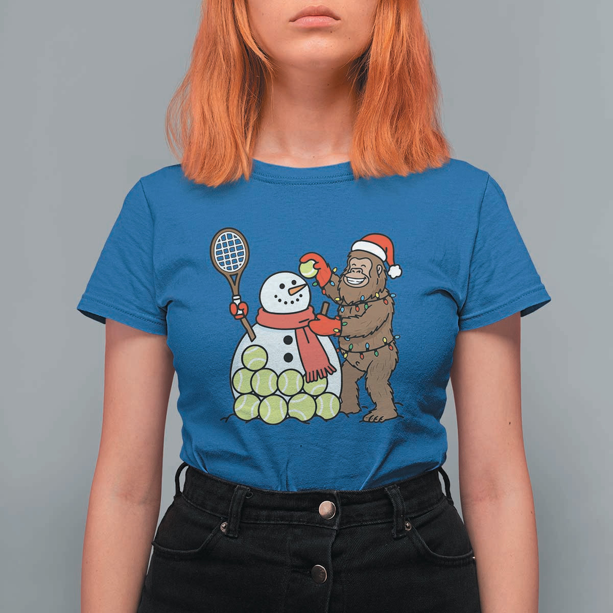 Funny Squatch Christmas Tennis Gift T Shirt For Women Bigfoot Player Enthusiast - Wonder Print Shop