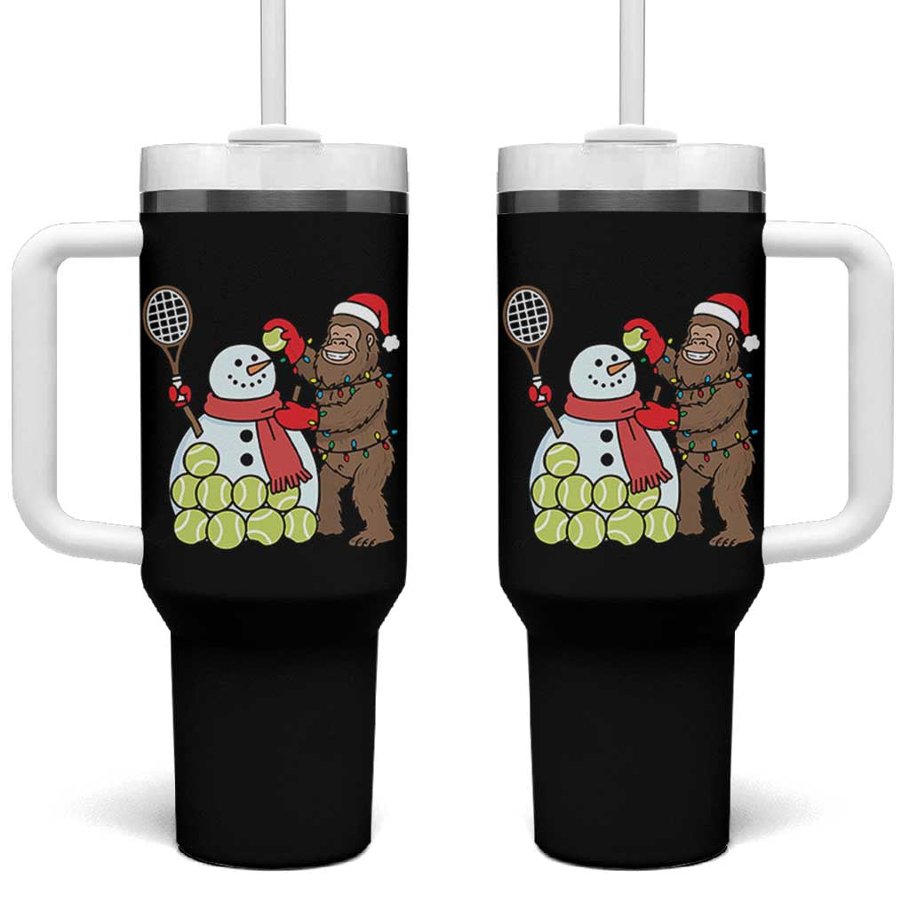 Funny Squatch Christmas Tennis Gift Tumbler With Handle Bigfoot Player Enthusiast - Wonder Print Shop